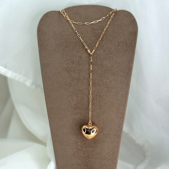 Collana lunga regolabile catena sushi con cuore bombato finale - Lumiere Bijoux