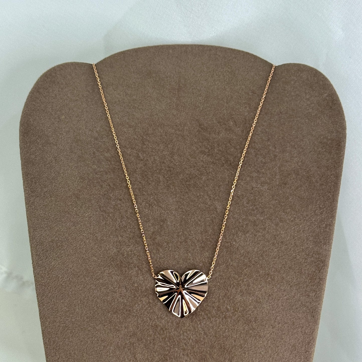 Collana catena rolò con cuore ondulato in linea cm 40 - Lumiere Bijoux