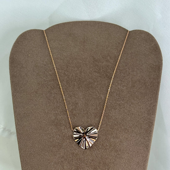 Collana catena rolò con cuore ondulato in linea cm 40 - Lumiere Bijoux