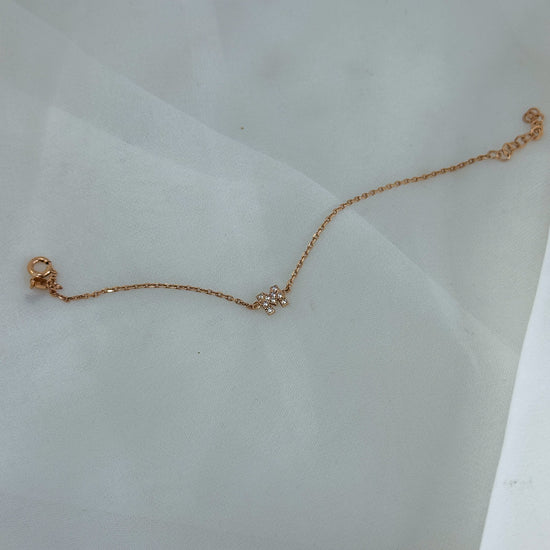 Bracciale personalizzato con iniziale di zirconi in linea argento rosé - Lumiere Bijoux