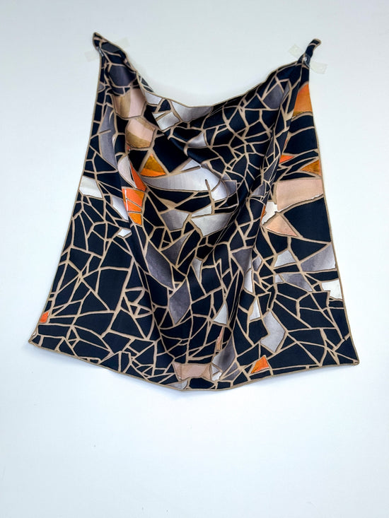 Foulard 100% seta - Geometrico nero - Lumiere Bijoux