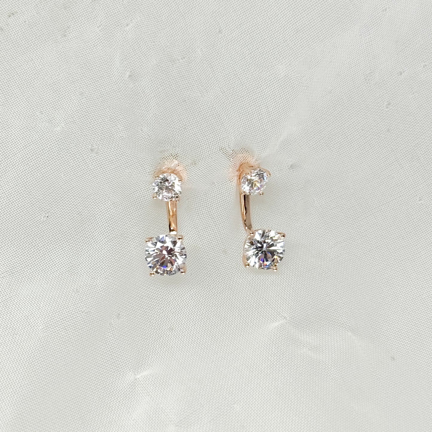 Coppia orecchini doppio zircone lobo - Lumiere Bijoux