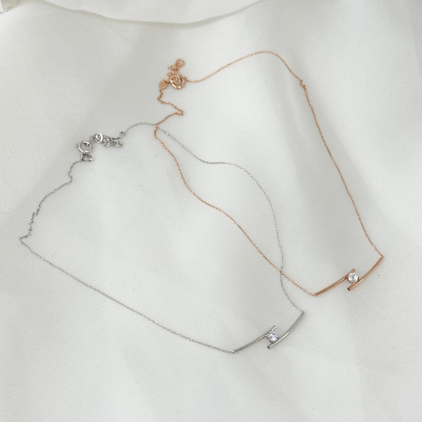 Collana catena forzatina con punti luce e doppia barretta - Lumiere Bijoux