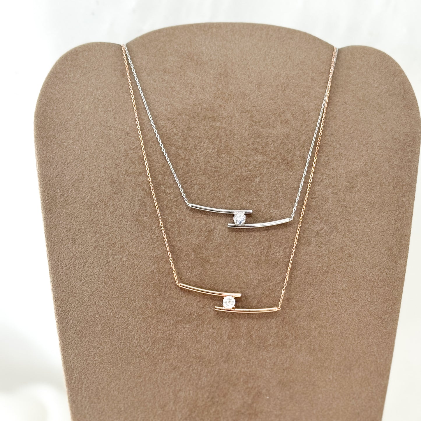 Collana catena forzatina con punti luce e doppia barretta - Lumiere Bijoux