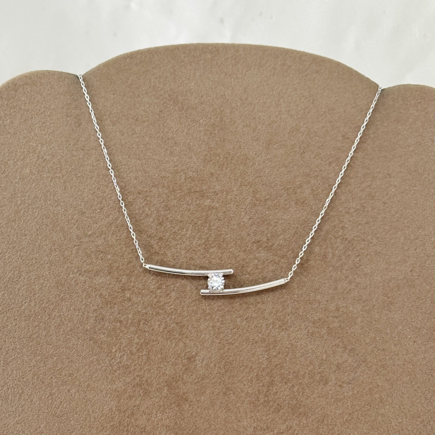 Collana catena forzatina con punti luce e doppia barretta - Lumiere Bijoux