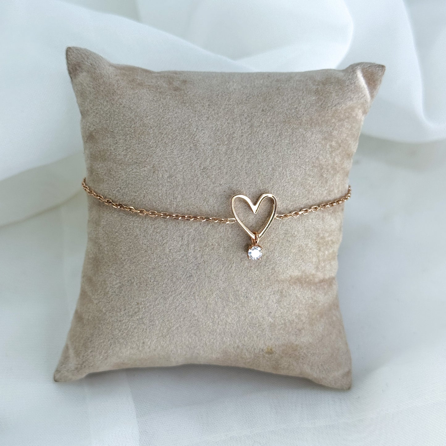 Bracciale cuore Mikonos in linea con perla o punto luce pendente - Lumiere Bijoux