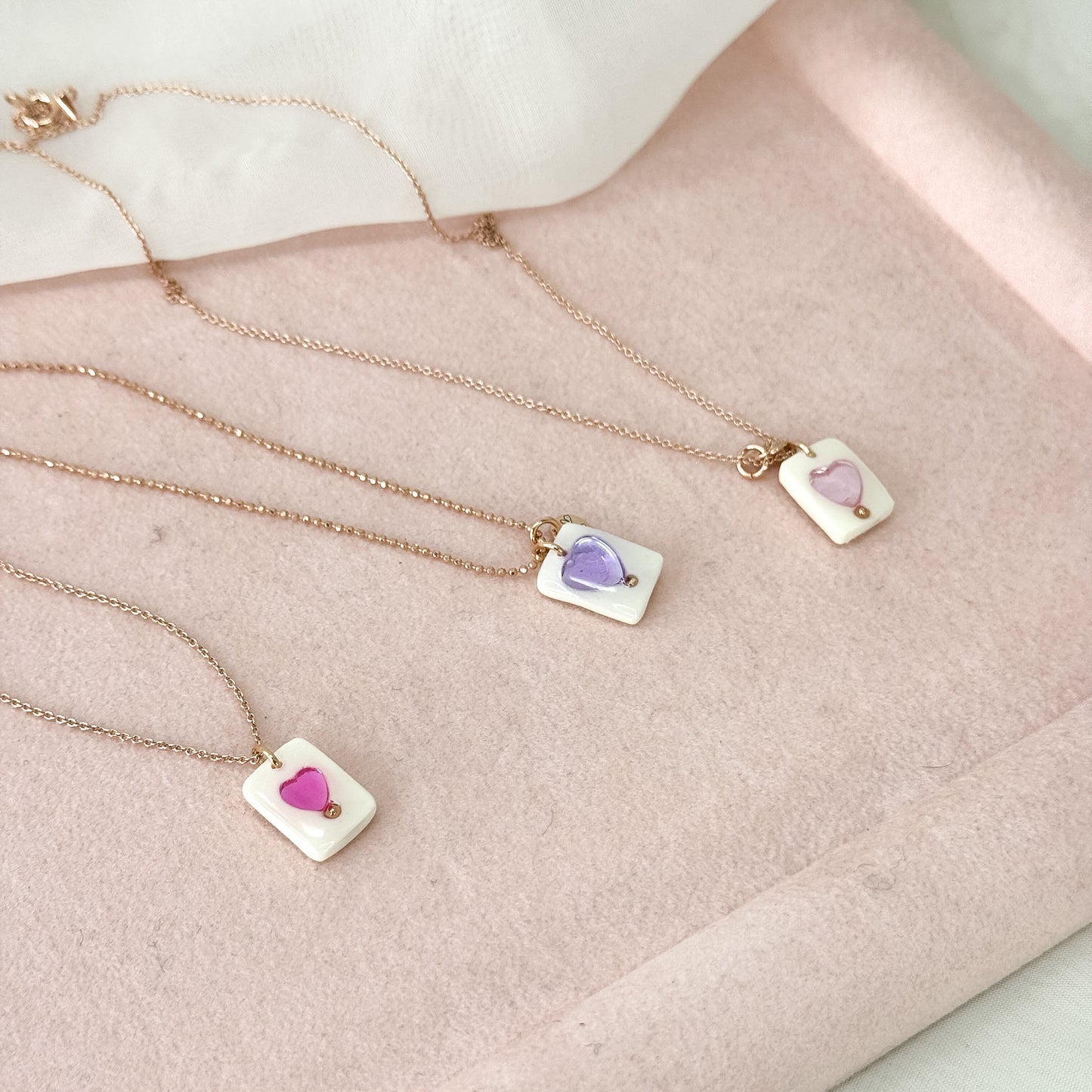 Collana cm40 Targhetta Ceramica Dipinta a Mano con Cristallo Swarovski Argento 925 Ros - Lumiere Bijoux