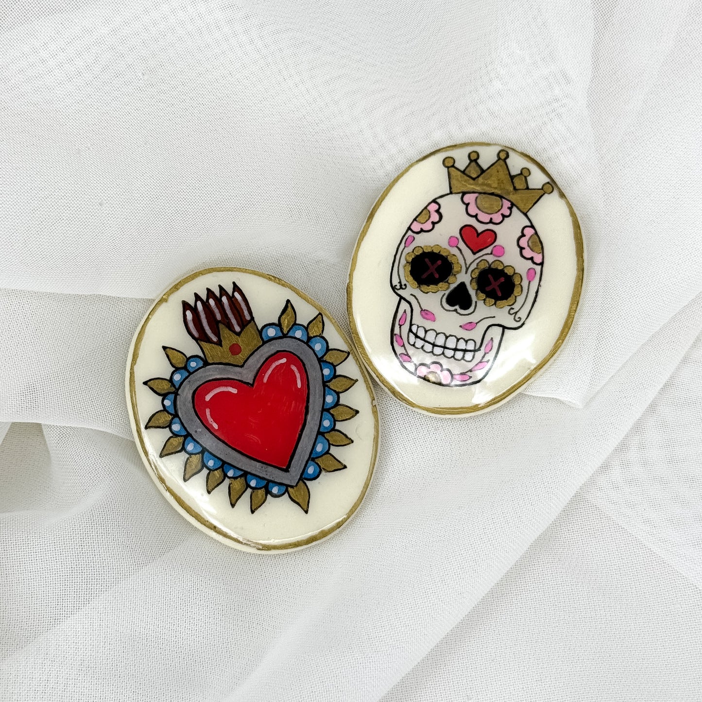 Spille Ceramica Dipinta a Mano Tattoo - Lumiere Bijoux