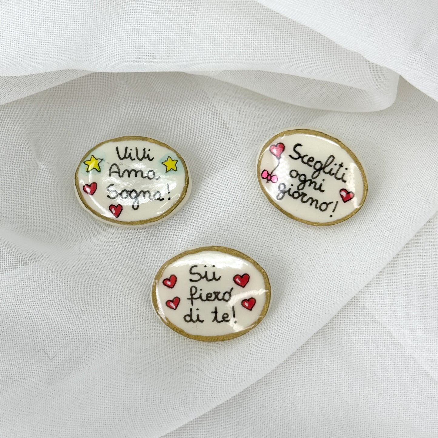 Spille Ceramica Dipinta a Mano con frasi e soggetti - Lumiere Bijoux
