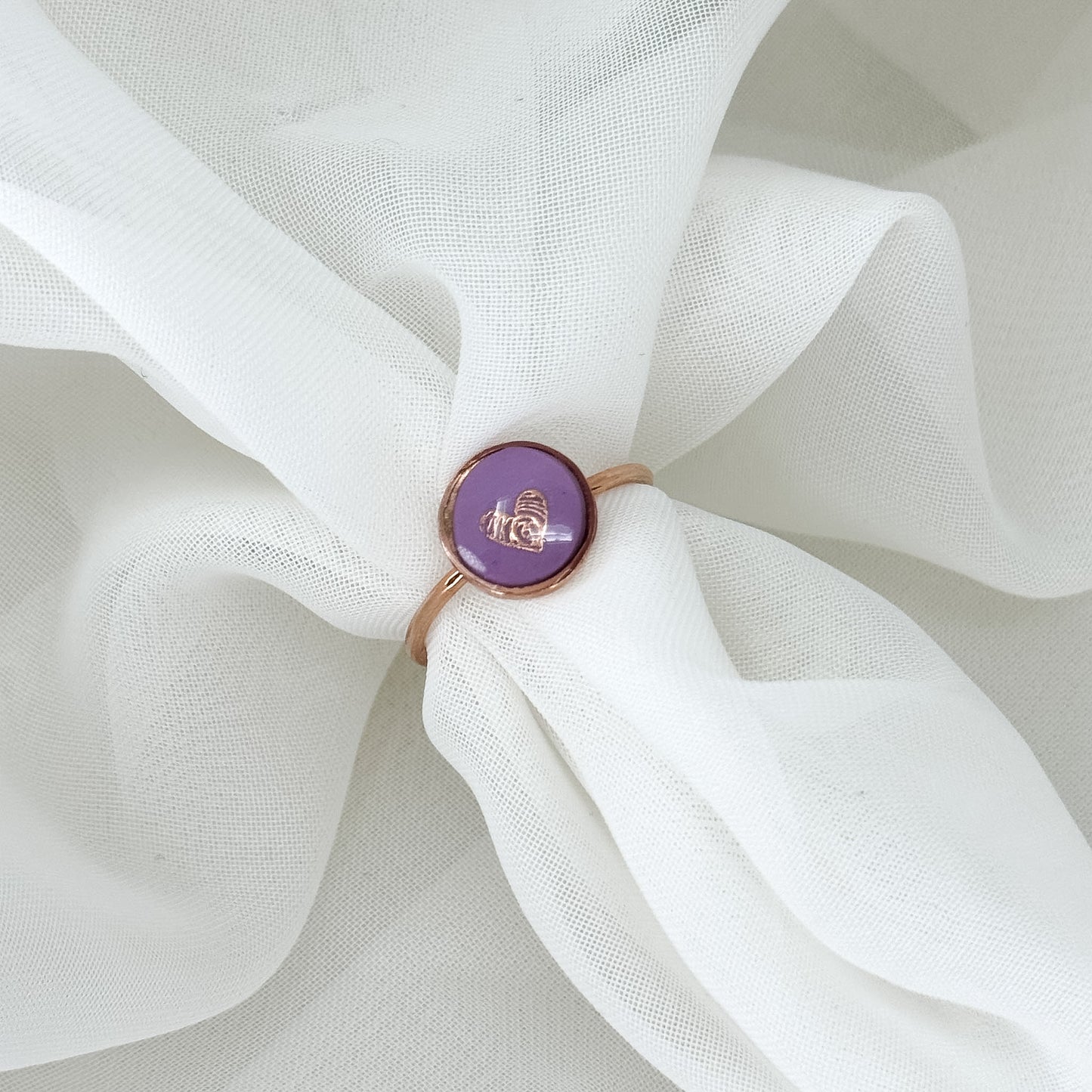 Anelli Regolabili Argento 925 Rosé con Bottone Ceramica dipinto a mano - Lumiere Bijoux