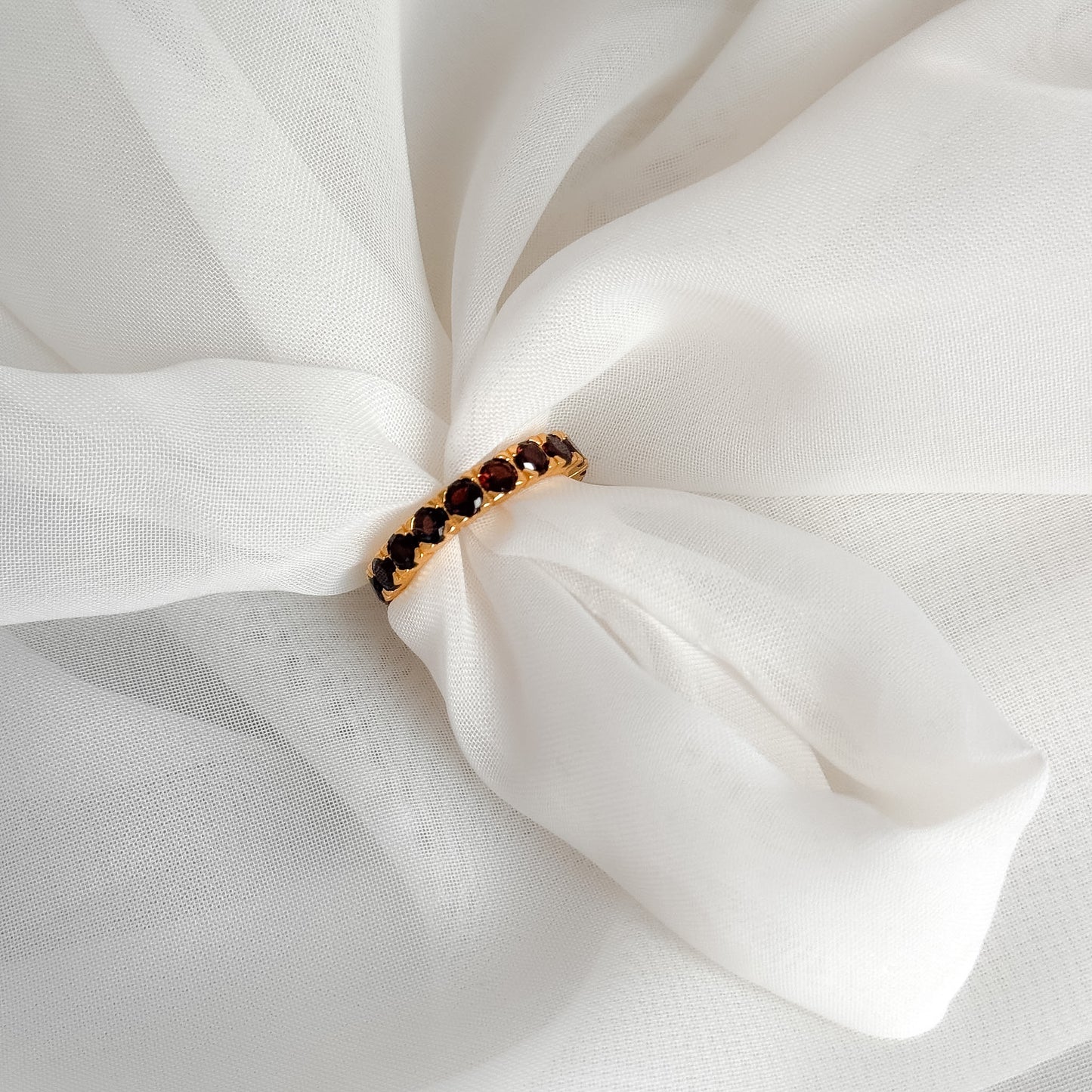 Anello fedina eternity 0.4cm a misura zirconi lilla e brown