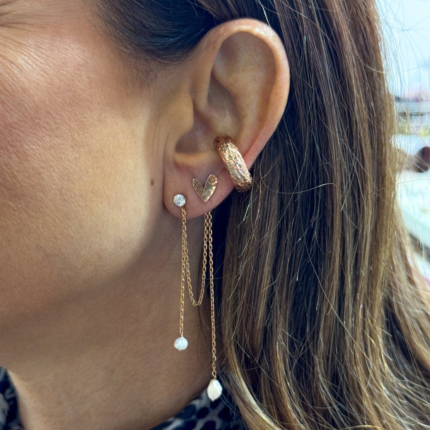 Mono orecchino INCANTO catenelle con punto luce e perle - Lumiere Bijoux