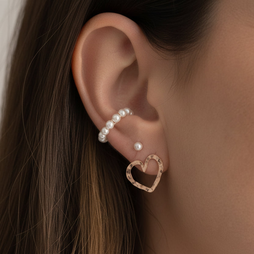 Coppia orecchini a lobo cuore vuoto NINI da 1,5 cm - Lumiere Bijoux