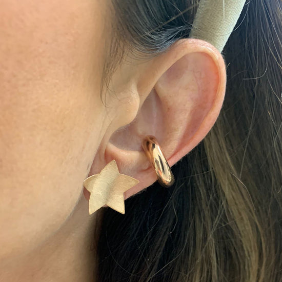 Coppia orecchini stelle satinate a scodella in argento rosé - Lumiere Bijoux