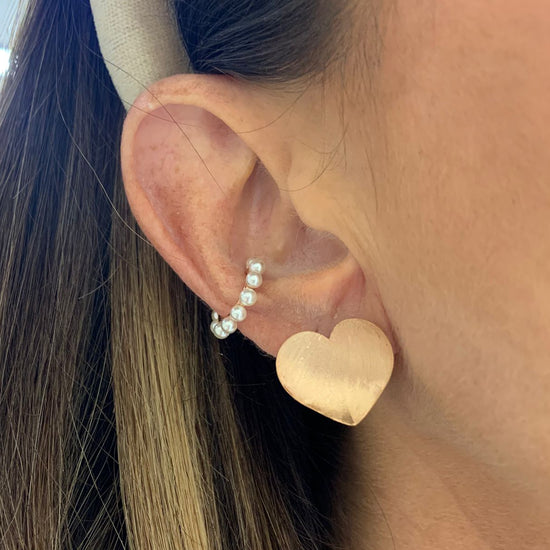 Coppia orecchini cuori satinati in argento rosé - Lumiere Bijoux