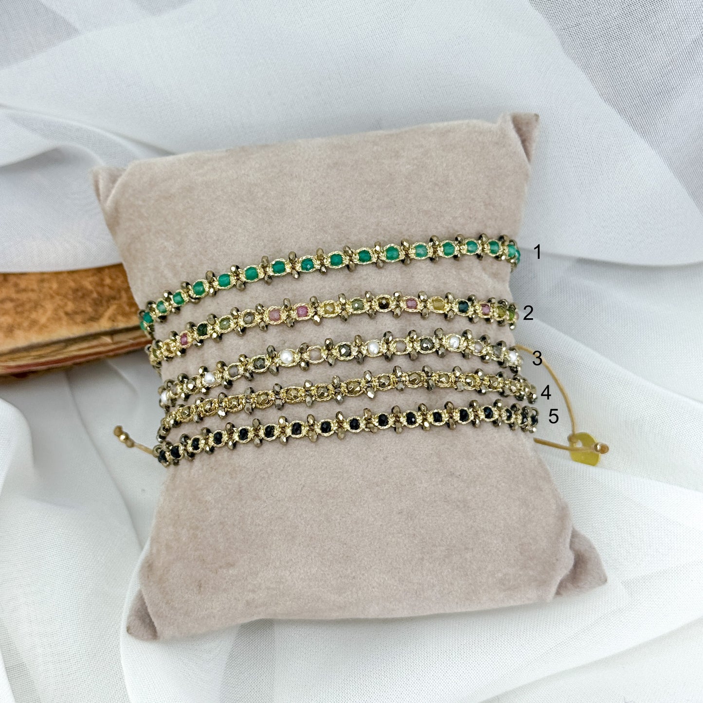 Bracciale Parigi intreccio esclusivo pietre semi preziose - 0.4 cm regolabile - Lumiere Bijoux