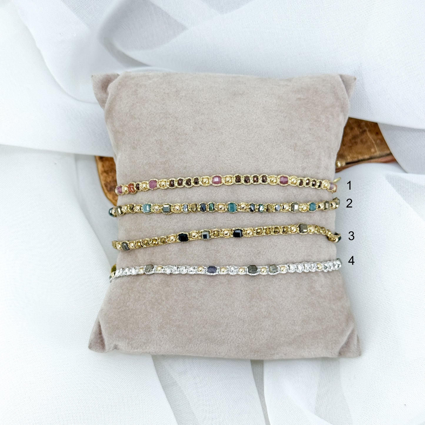 Bracciale Parigi intreccio esclusivo pietre semi preziose - 0.3 cm regolabile - Lumiere Bijoux