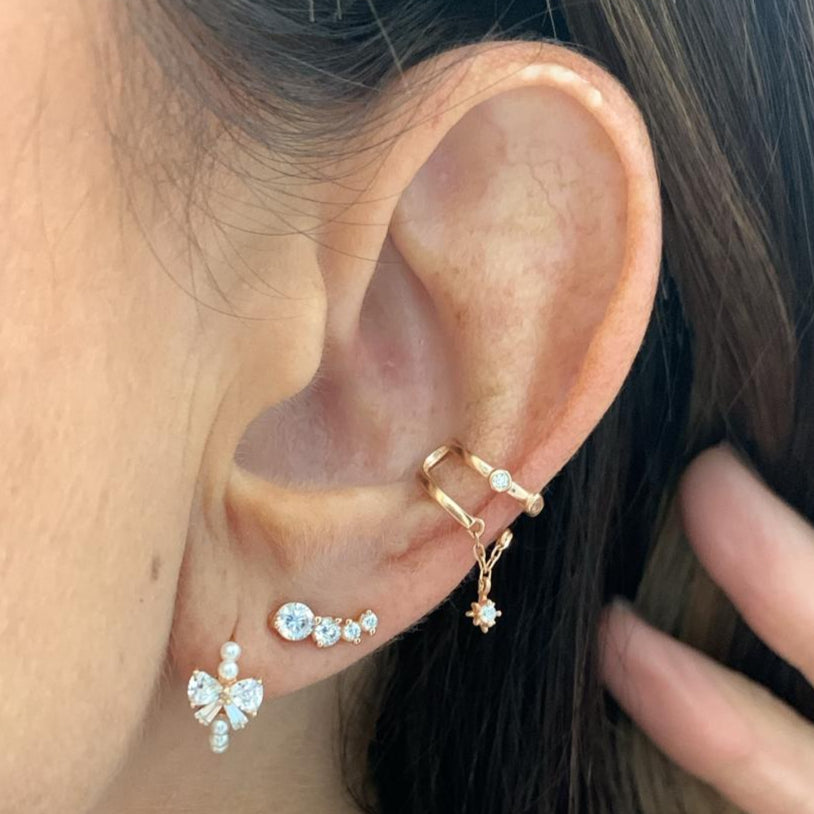 Coppia orecchini cerchietto fiocco zirconi e microperle - Lumiere Bijoux