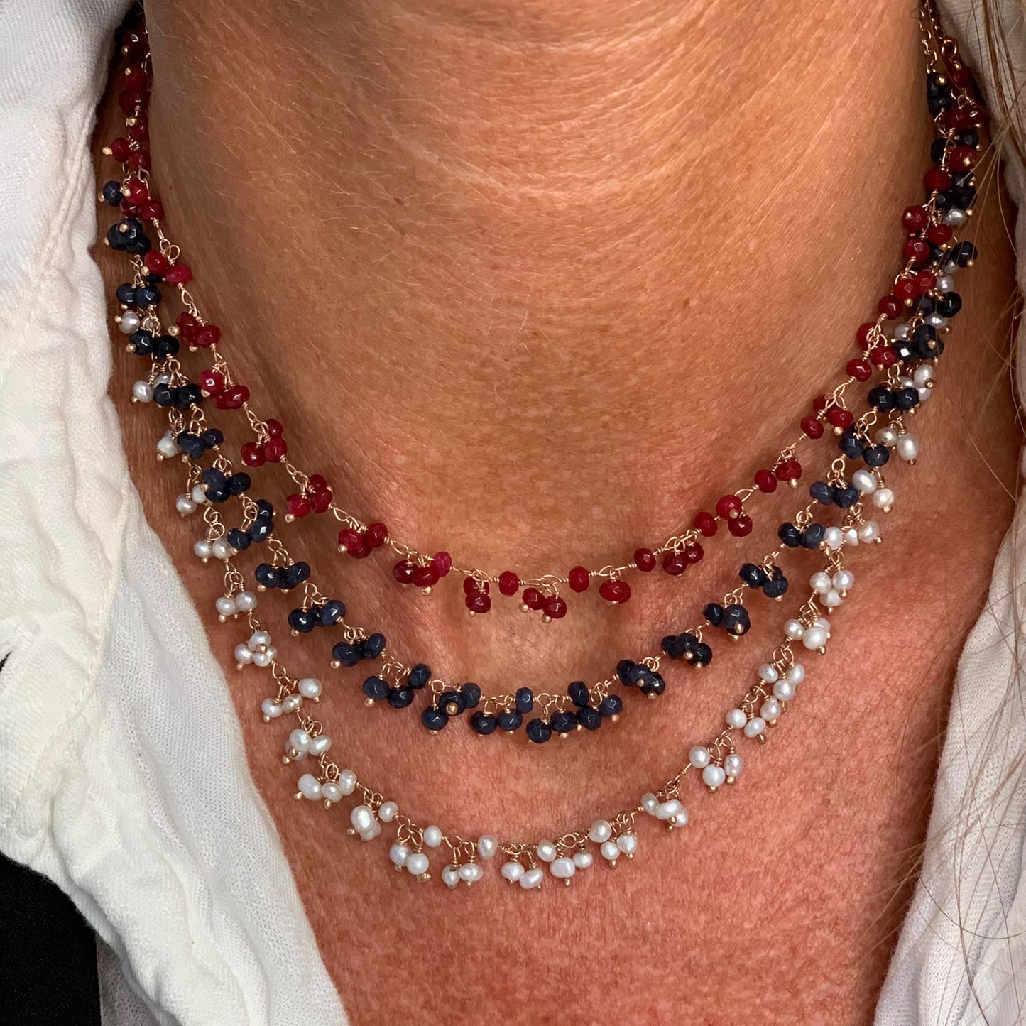 Collana grappolini pietre naturali o perle - Lumiere Bijoux