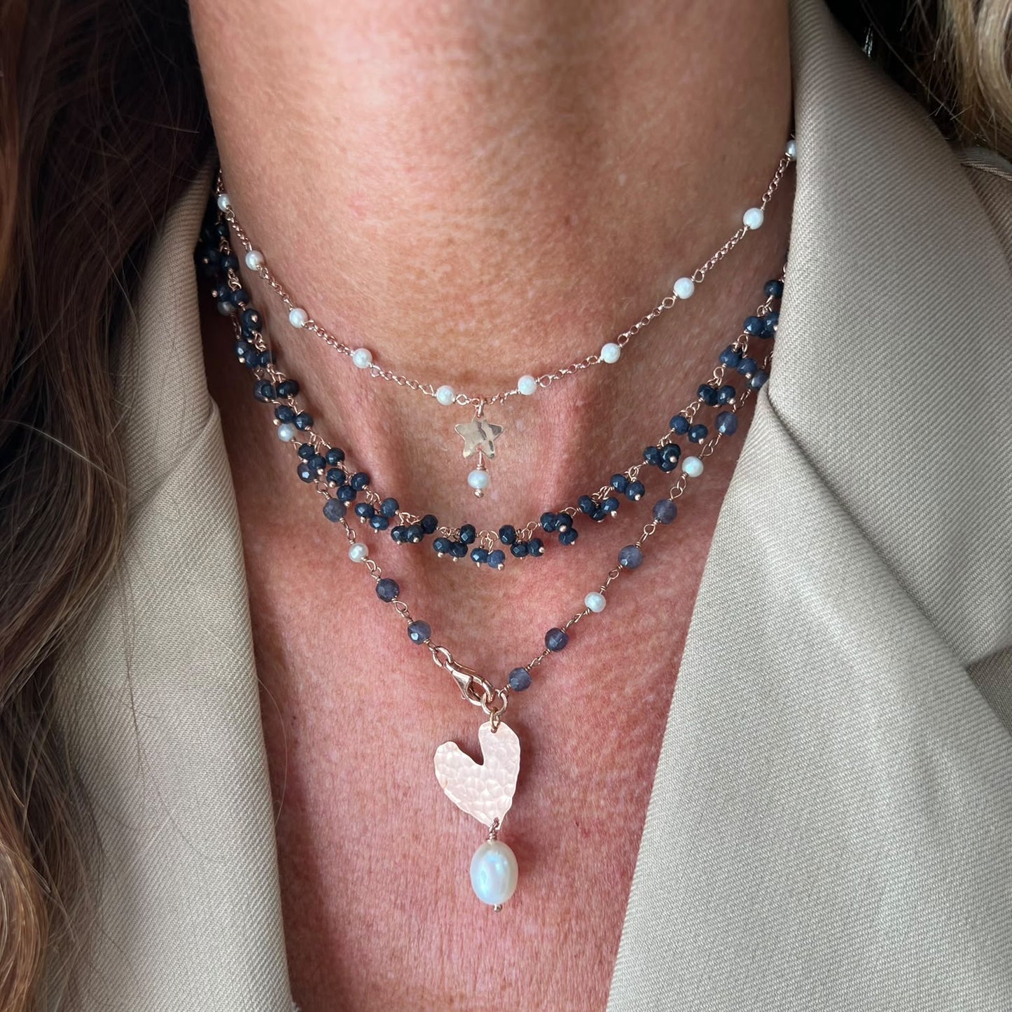 Collana grappolini pietre naturali o perle - Lumiere Bijoux