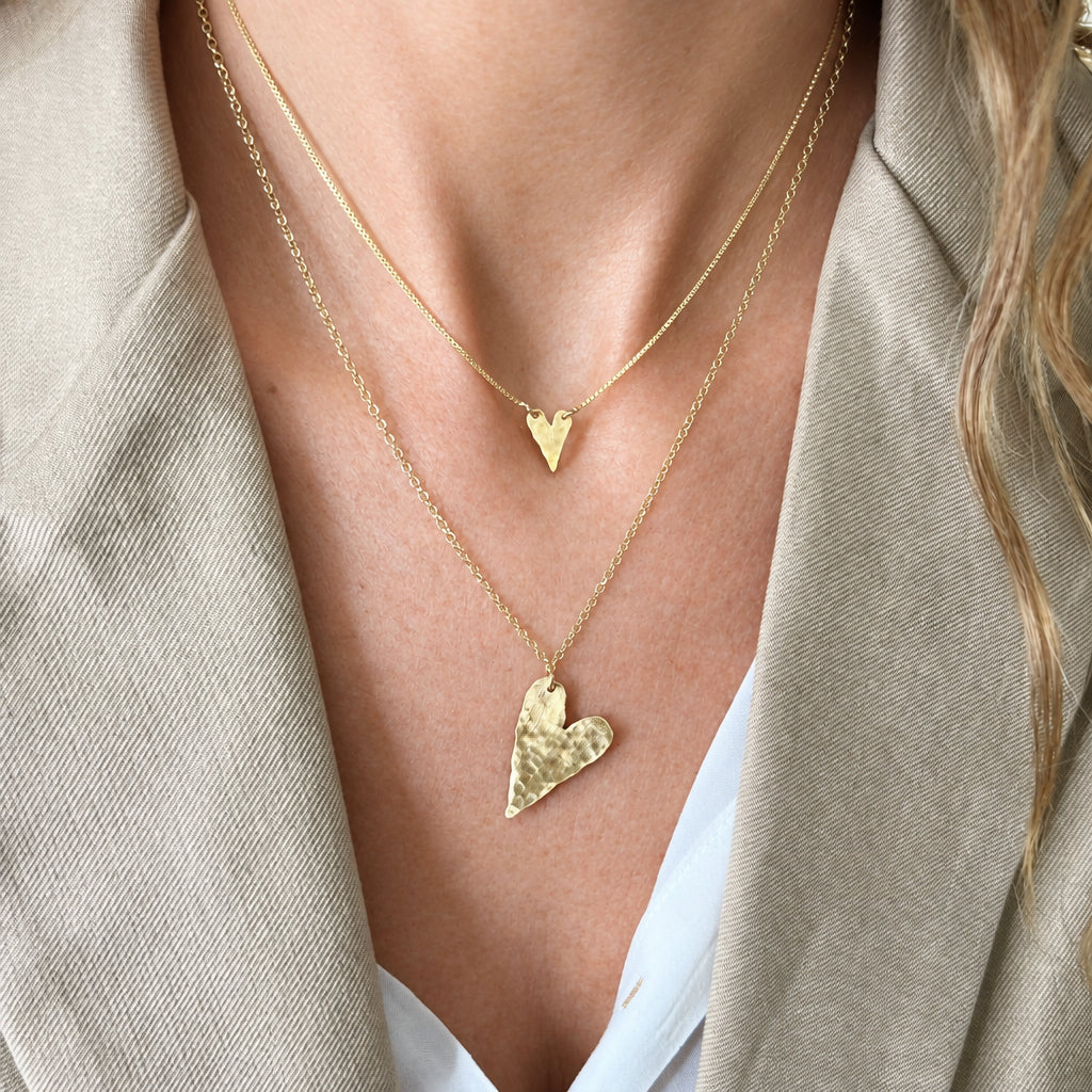 Collana catena veneziana cm 37 cuore Abbraccio da 1 cm in linea - Lumiere Bijoux