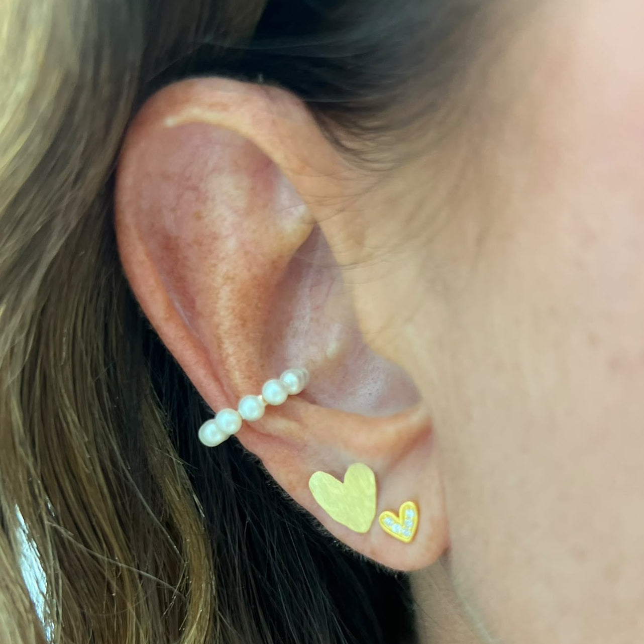 Coppia orecchini lobo cuore abbraccio da 1 cm - Lumiere Bijoux