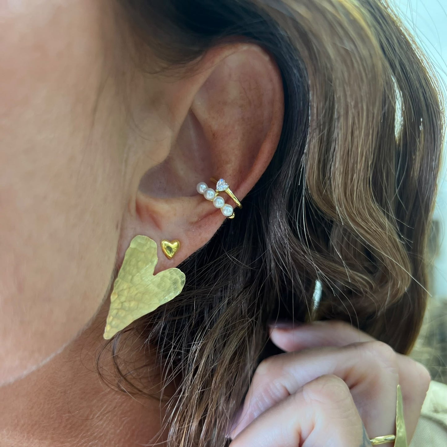 Earcuff perle e zircuore - Lumiere Bijoux