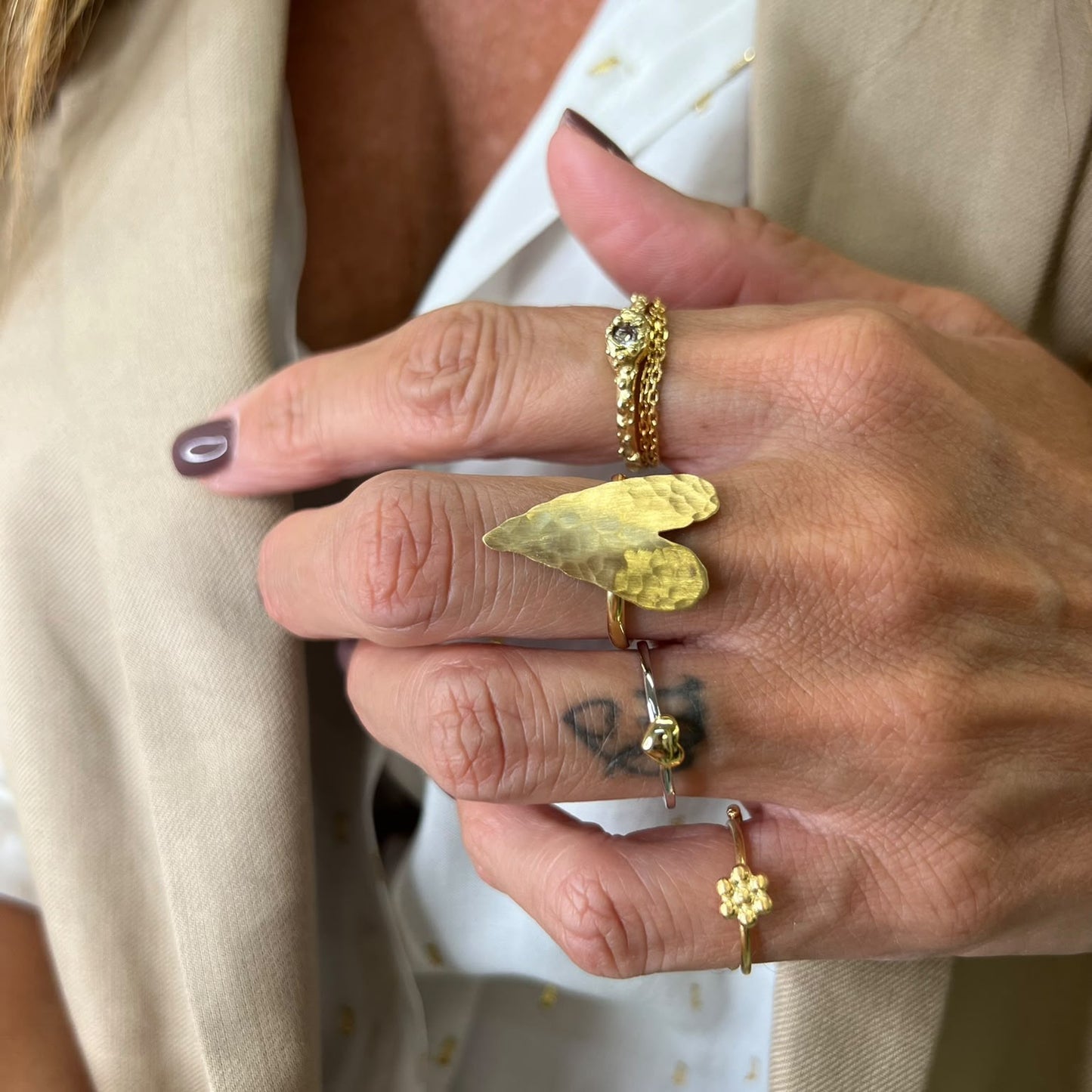 Anello regolabile cuore Abbraccio - Lumiere Bijoux