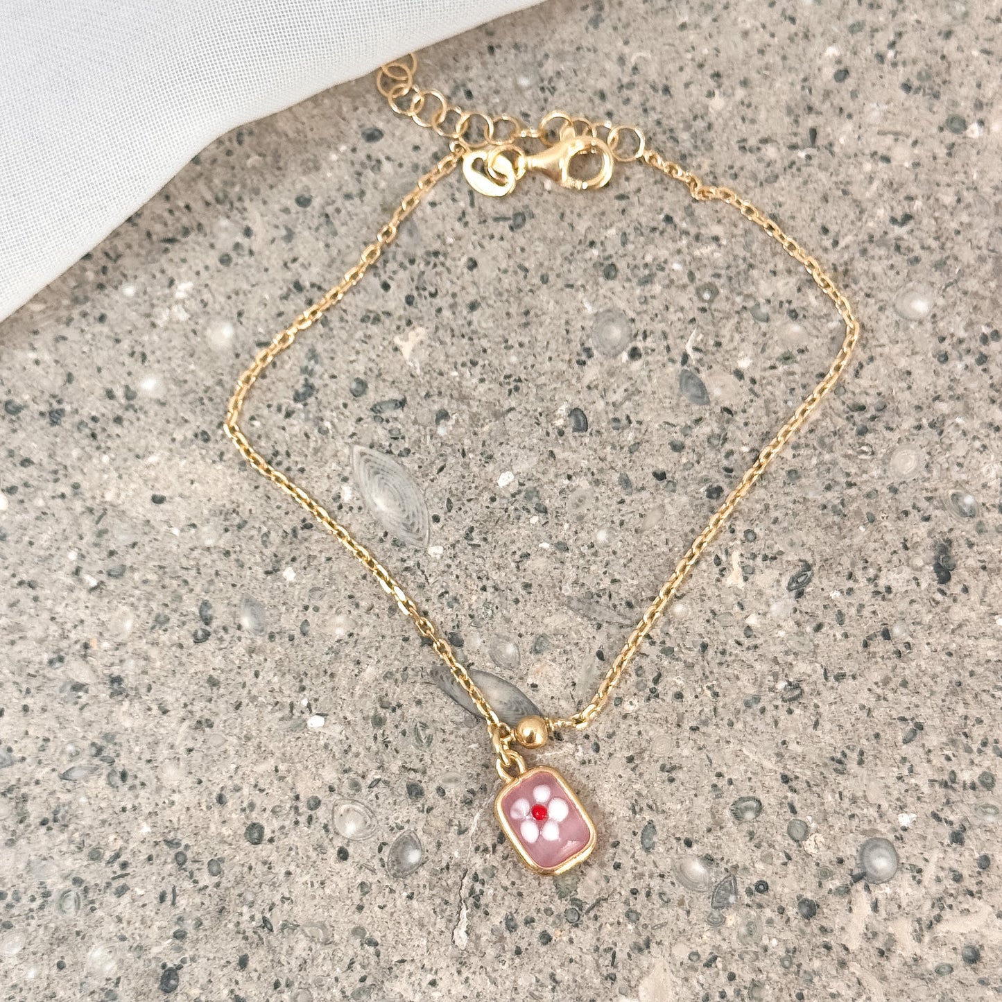 Bracciale charm fiore smaltato - Lumiere Bijoux