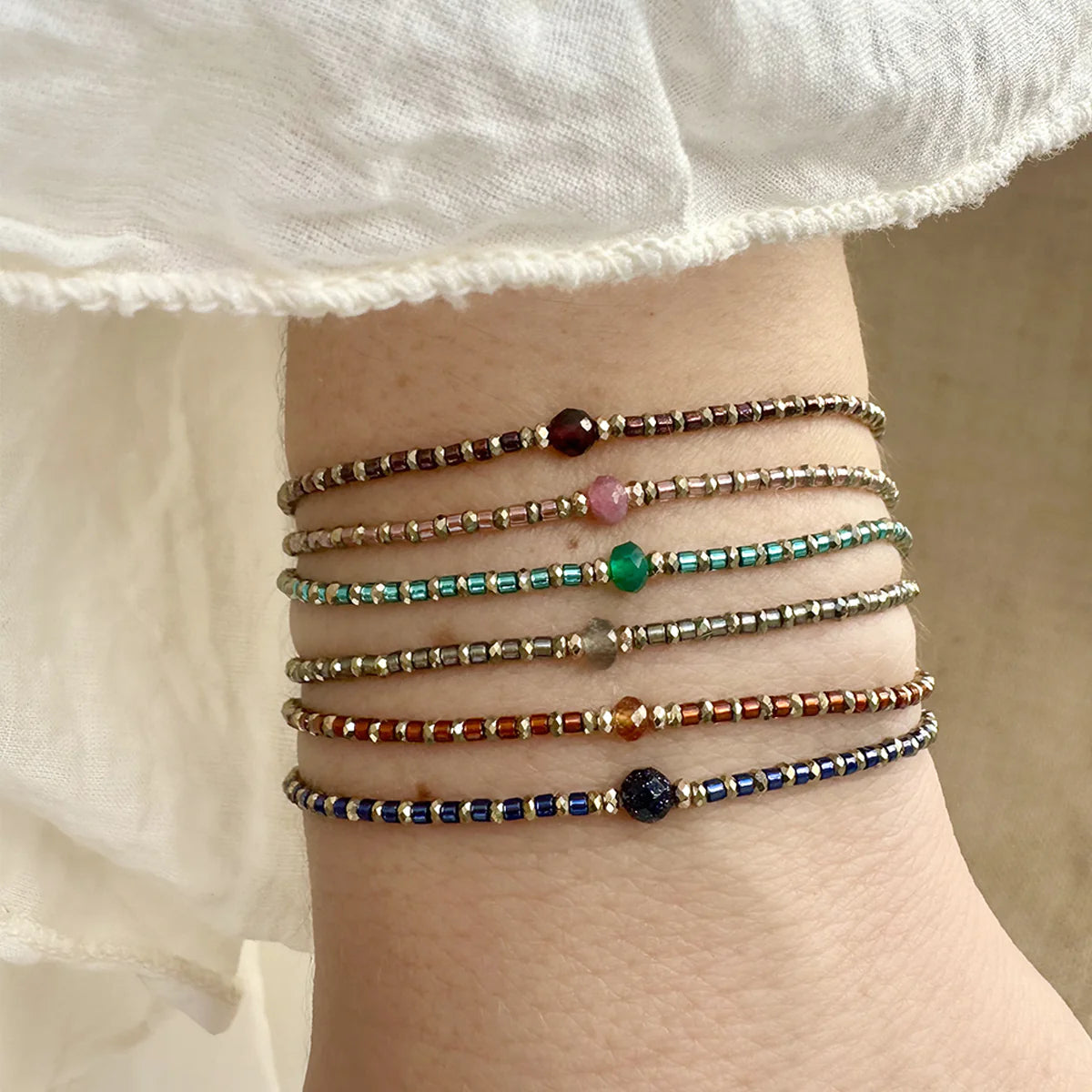 Bracciale Parigi esclusivo pietre semi preziose - 0.3 cm regolabile - Lumiere Bijoux