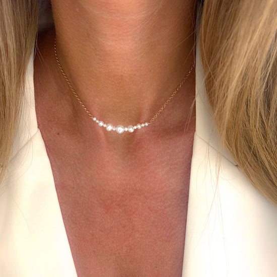 Collana catena rolò cm 35 e mezzaluna di perle - Lumiere Bijoux