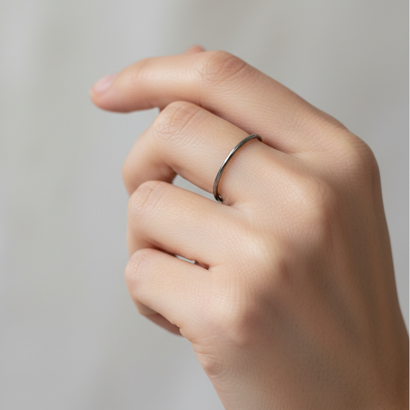 Anello fedina liscia rutenio - misura 6 - Lumiere Bijoux