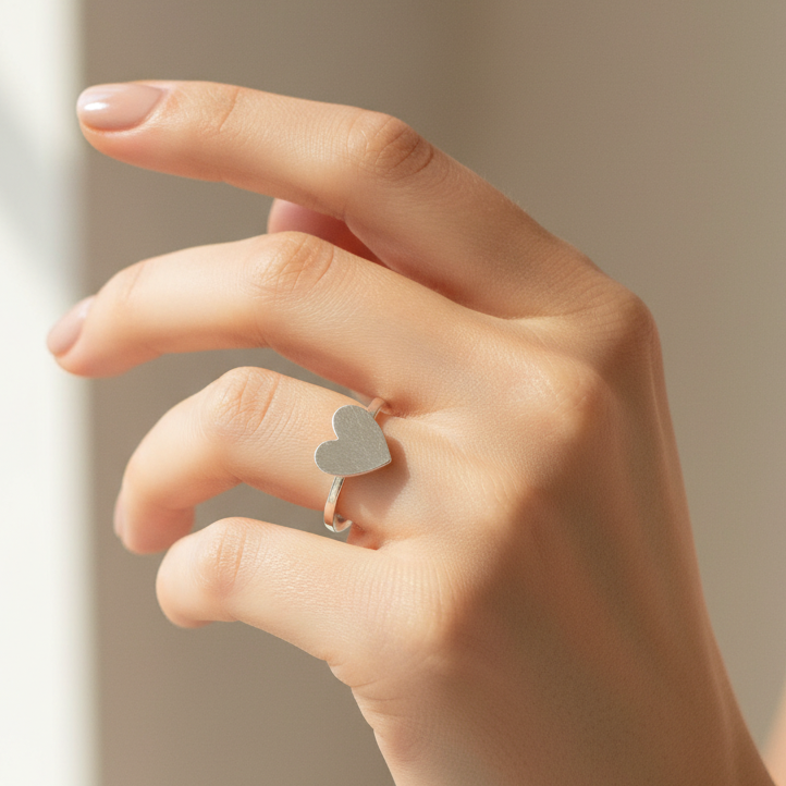 Anello fedina con cuore satinato da 1.2 mm misura 17 - pezzo unico - Lumiere Bijoux