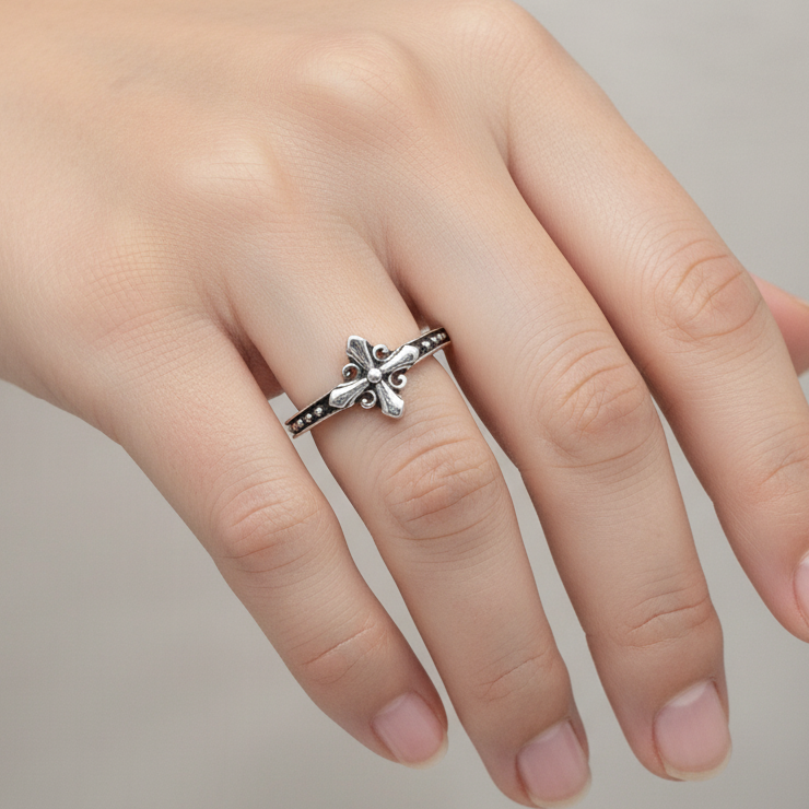 Anello croce celtica anticata misura 16 - pezzo unico - Lumiere Bijoux