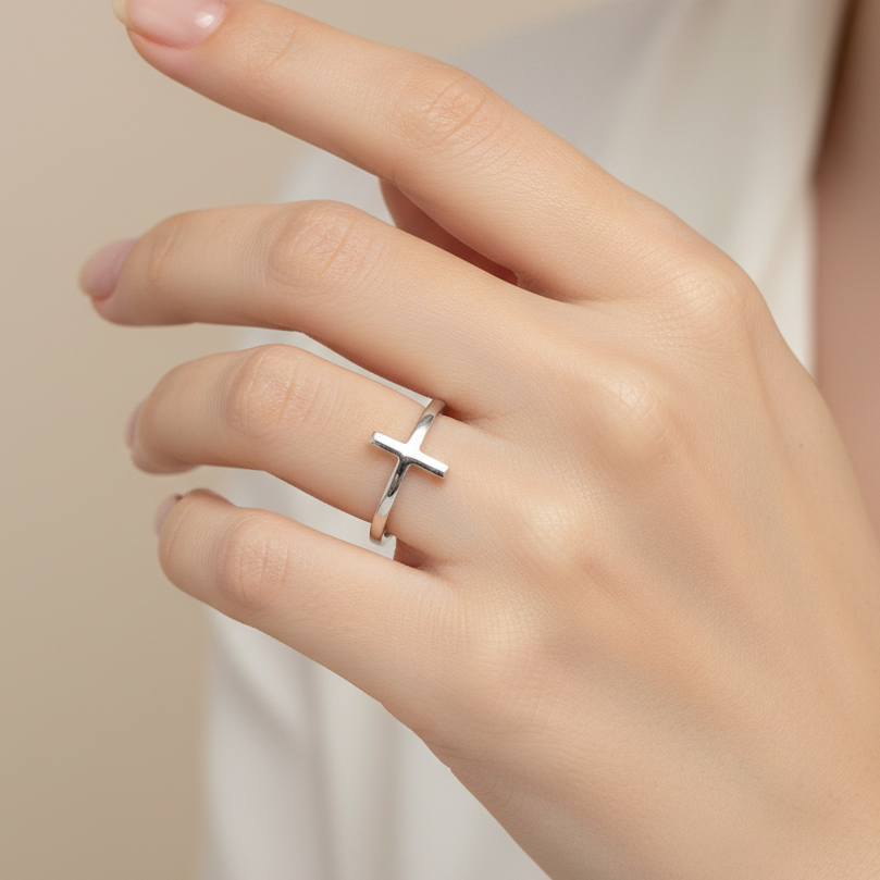 Anello a croce argento misura 14 - pezzo unico - Lumiere Bijoux