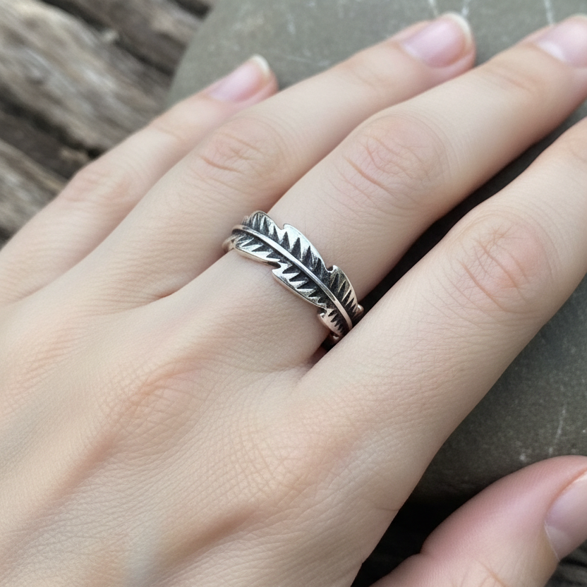 Anello piuma misura 15 - pezzo unico - Lumiere Bijoux