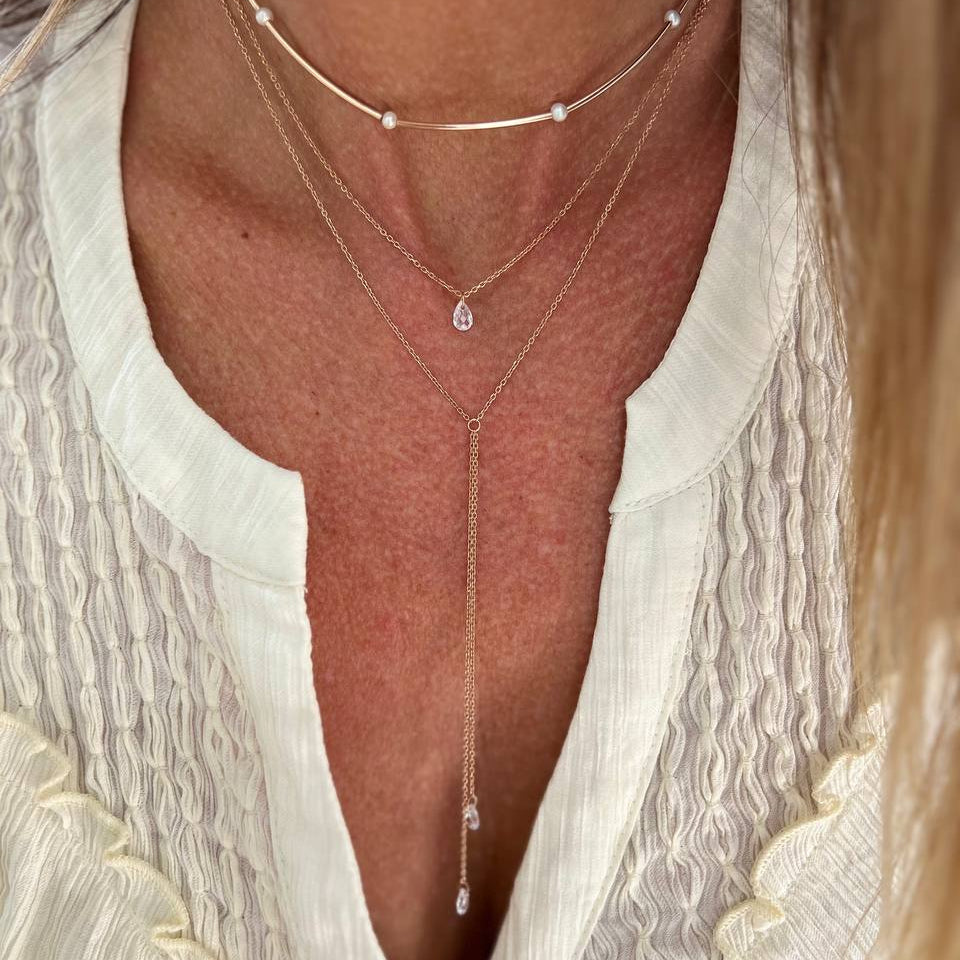 Collana choker tubetti alternata da microperle bianche cm 35 - Lumiere Bijoux