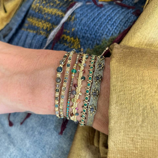 Bracciale Parigi spiga esclusivo pietre semi preziose - 0.6 cm regolabile - Lumiere Bijoux