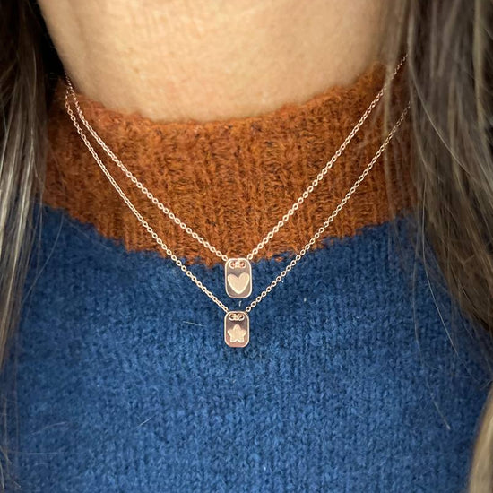 Collana Noisette con mini targhetta cuore o stella in argento rosé 35 cm - Lumiere Bijoux