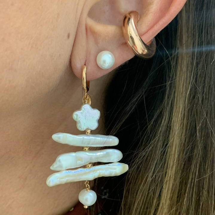 Orecchino Albero di Natale con perle in argento rosé - Lumiere Bijoux