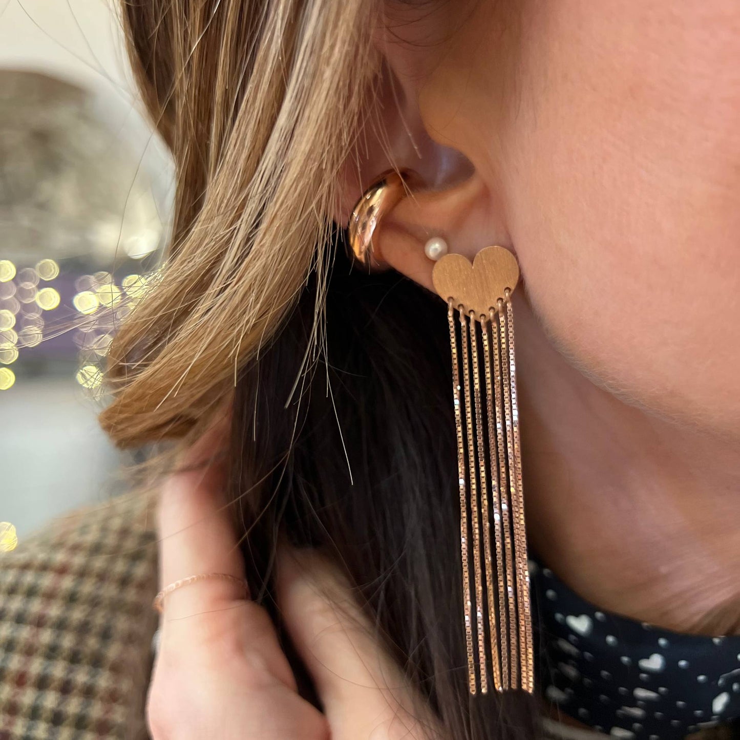 Coppia orecchini scoppiati a lobo con cascata di luce - Lumiere Bijoux