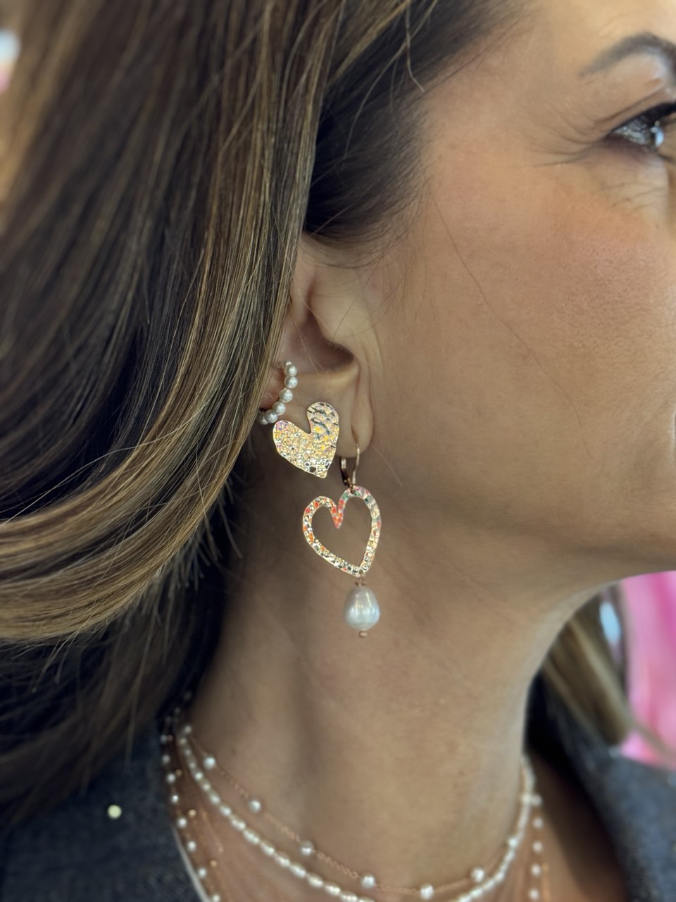 Coppia orecchini pendenti con cuore NINI