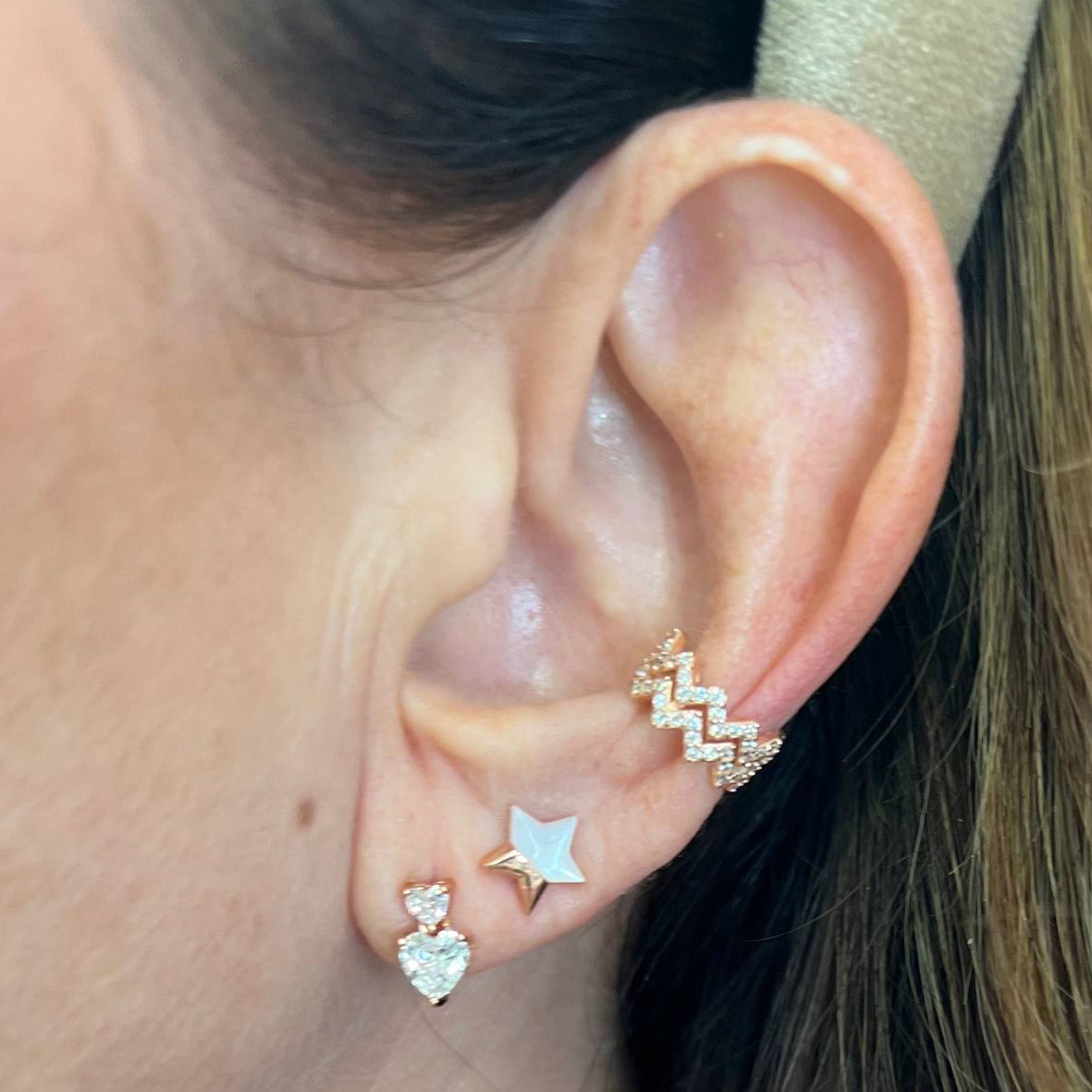 Coppia orecchini lobo doppio zircuore - Lumiere Bijoux