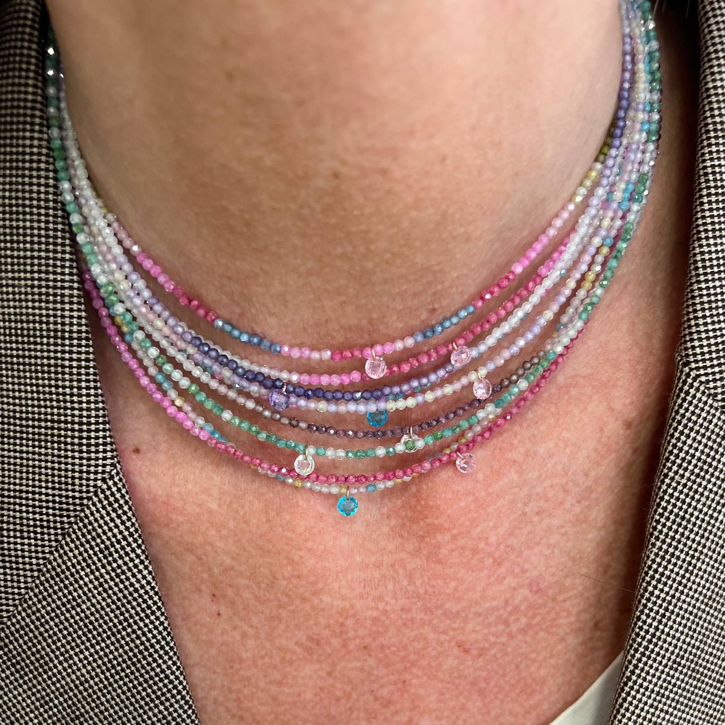 Collane choker Cristalli Multicolore e zircone centrale - 35cm - Lumiere Bijoux