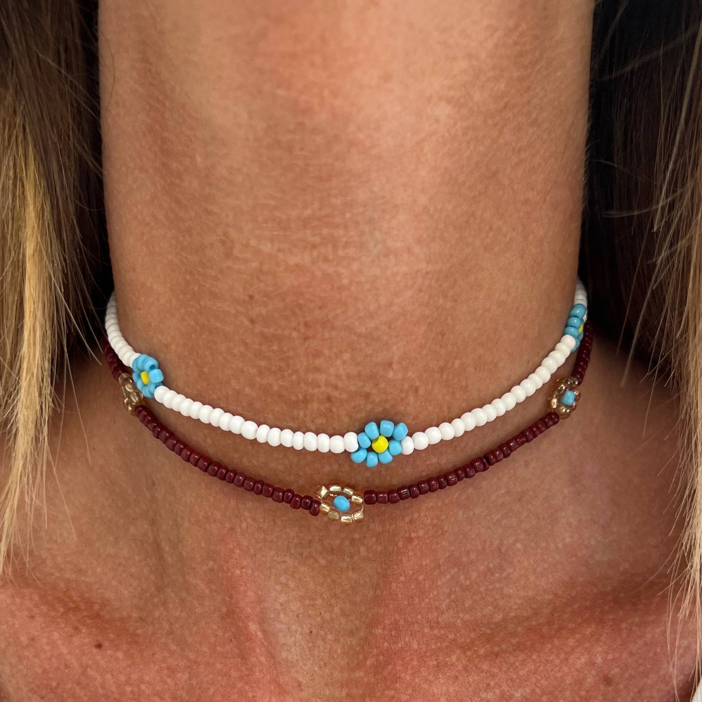 Collana chocker 33cm estiva fiorellini con pietre miyuki - Lumiere Bijoux
