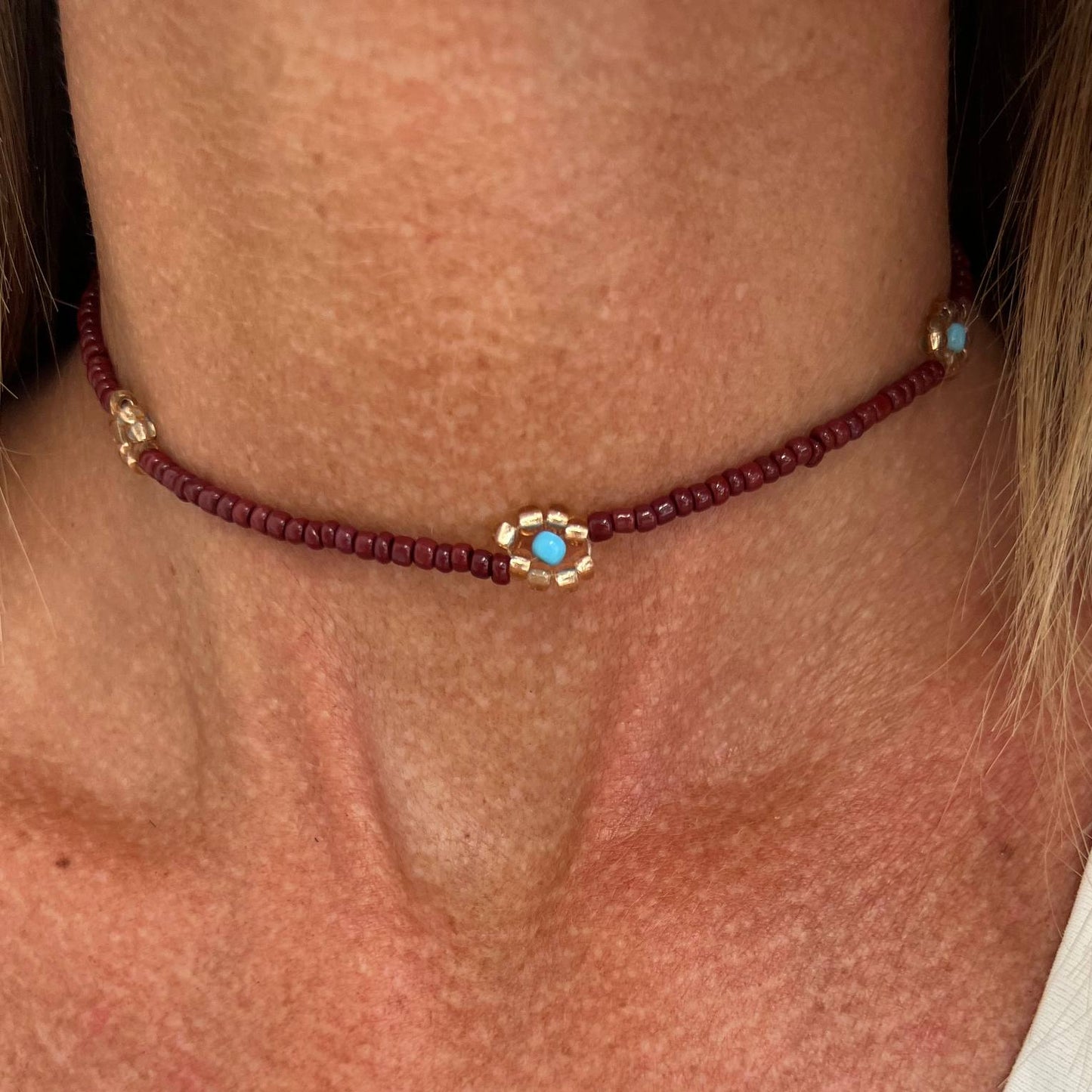 Collana chocker 33cm estiva fiorellini con pietre miyuki - Lumiere Bijoux