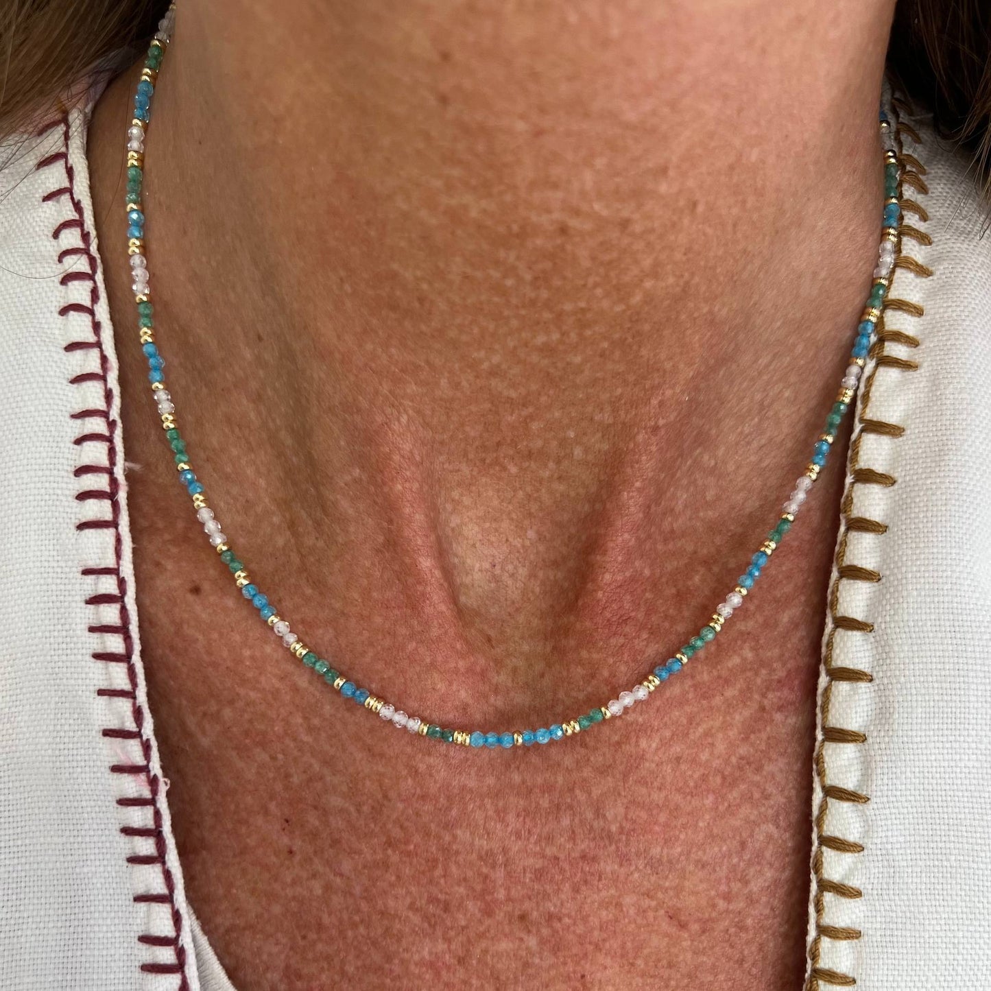 Collana cristalli multicolore chiusura in ottone cm 38 - Lumiere Bijoux