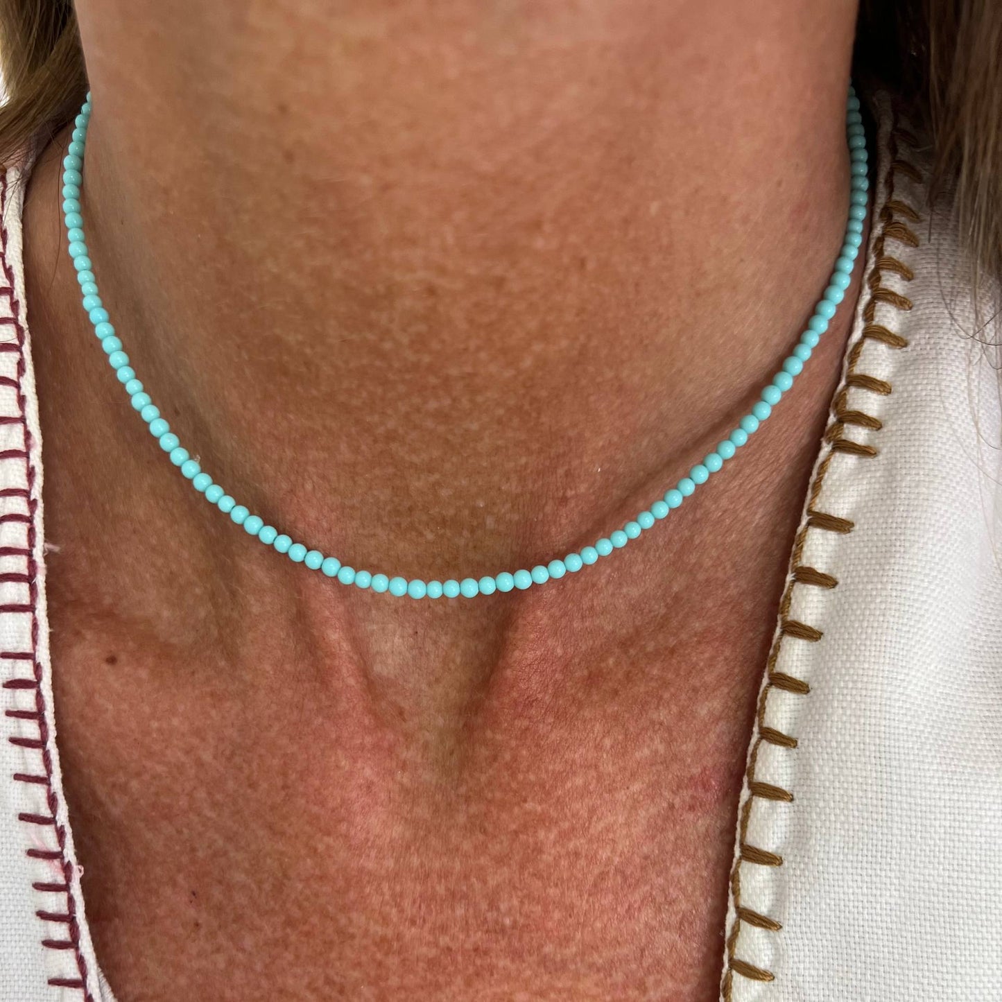 Collana Choker Corallo Rosso Naturale o turchese 36cm base argento rosé - Lumiere Bijoux