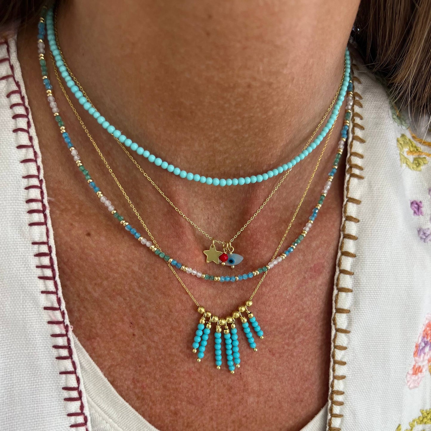 Collana cristalli multicolore chiusura in ottone cm 38 - Lumiere Bijoux