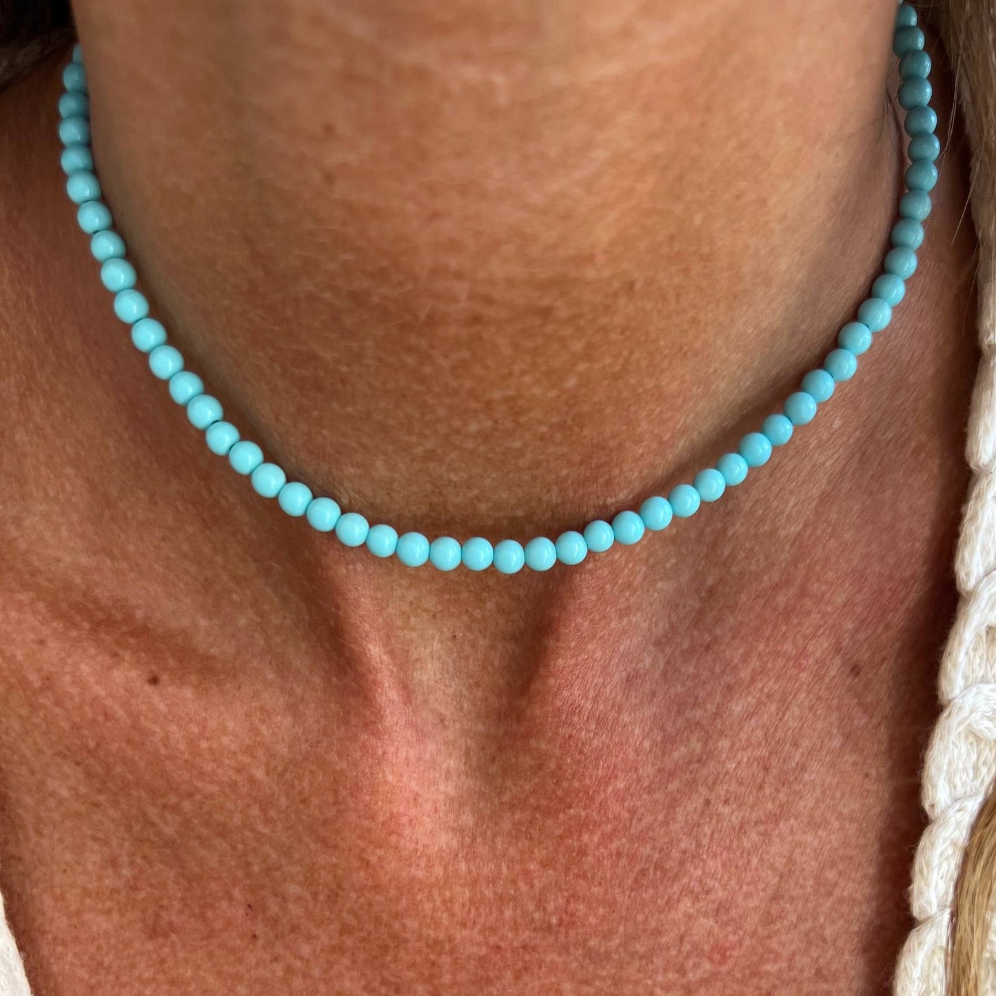 Collana Choker turchese 36cm base argento oro - Lumiere Bijoux